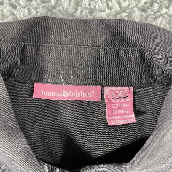 VINTAGE WOMEN WITHIN DRESS WOMENS 20W BLACK PEARL SNAP COTTAGE WESTERN CHORE - Picture 3 of 9